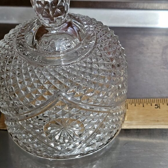 Fostoria Avon Diamond Starburst Cheese Butter Dome Lid Cloche 4" pressed glass - Picture 7 of 9